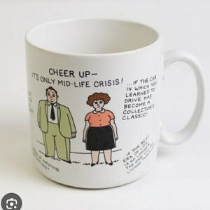 American Greeting Stoneware Coffee  White Mug With Design Comics Office Stress.